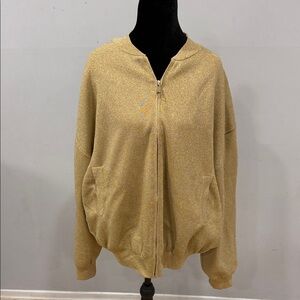 ZARA Gold Metallic Zip-Up Bomber Jacket